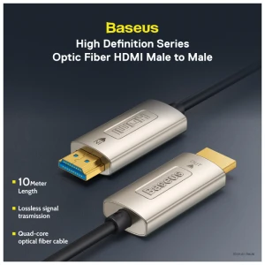 Baseus WKGQ050101 High Definition Series Optic Fiber HDMI Male to Male, 10 Meter, Black HDMI Cable #WKGQ050101 (4K)