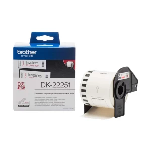 Brother Genuine DK-22251 Black and Red on White 62mm x 15.24m Label Roll