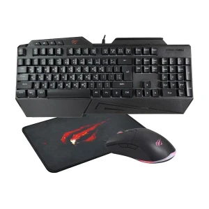 Havit KB889CM Rainbow Wired Black Gaming Keyboard, Mouse & Mouse Pad Combo With Bangla