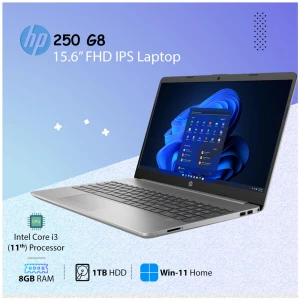 HP 250 G8 Intel Core i3 1115G4 8GB RAM 1TB HDD 15.6 Inch FHD Display Silver Laptop