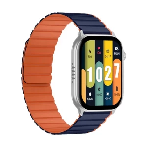 Kieslect KS Pro Calling Silver Amoled Display Smart Watch with Blue-Orange Strap #1Y