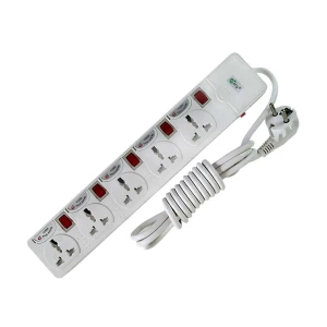 Many 2 Pin 5 Port White Power Strip # MTS-154 (5 Meter)