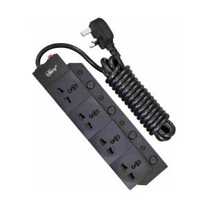 Many 3 Pin 4 Port Black Power Strip # MTS-2040 (3 Meter)