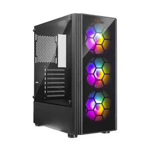PC Power Spider Web Crystal Mid Tower Black ATX Gaming Desktop Casing #PG-400