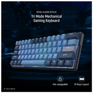 Royal Kludge RK61 Plus Tri Mode RGB Hot Swap (Brown Switch) Black Mechanical Gaming Keyboard