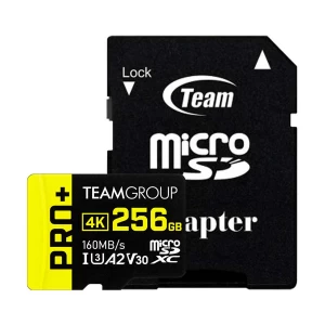 Team A2 Pro+ 256GB MicroSDXC UHS-I U3 V30 A2 4K Memory Card with Adapter #TPPMSDX256GIA2V3003