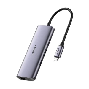 Ugreen CM252 (60718) Type-C Male to Tri USB 3.0, Lan & Micro USB Female Grey Converter #60718