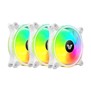 Value Top CR10-W1298ARGB 120mm ARGB (3xFAN) White Casing Cooling Fan With Control Board & Aurora Cable