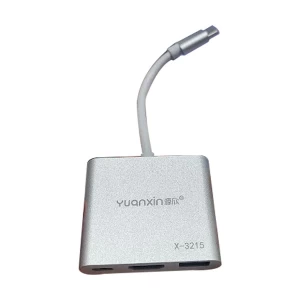 Yuanxin Type-C Male to HDMI, USB & PD Female Gray Converter # X-3215