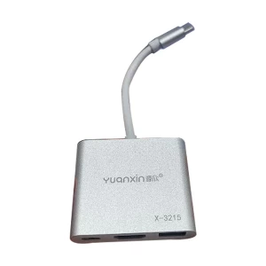 Yuanxin X-3215 Type-C Male to HDMI, USB & PD Female Gray Multiport Converter # X-3215