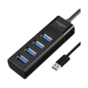 Yuanxin X-3328 USB Male to Quad USB Female Black Hub # X-3328