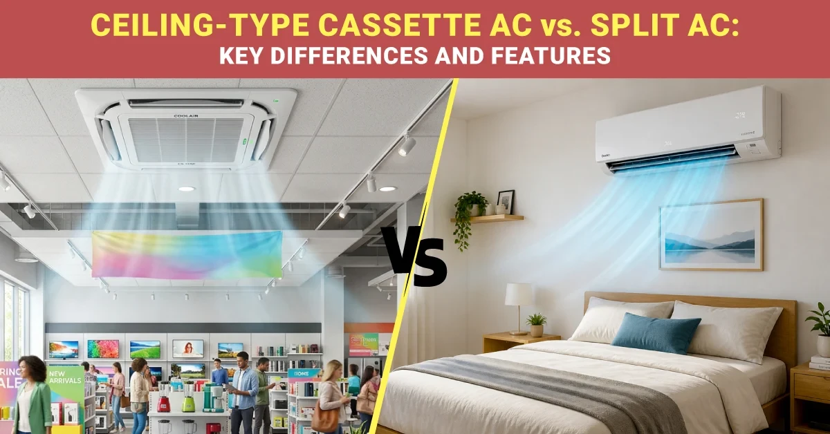 Ceiling-type cassette AC vs. split AC: Key Differences and Features