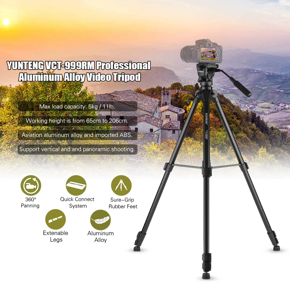 YUNTENG VCT-999RM: Professional Aluminum Tripod