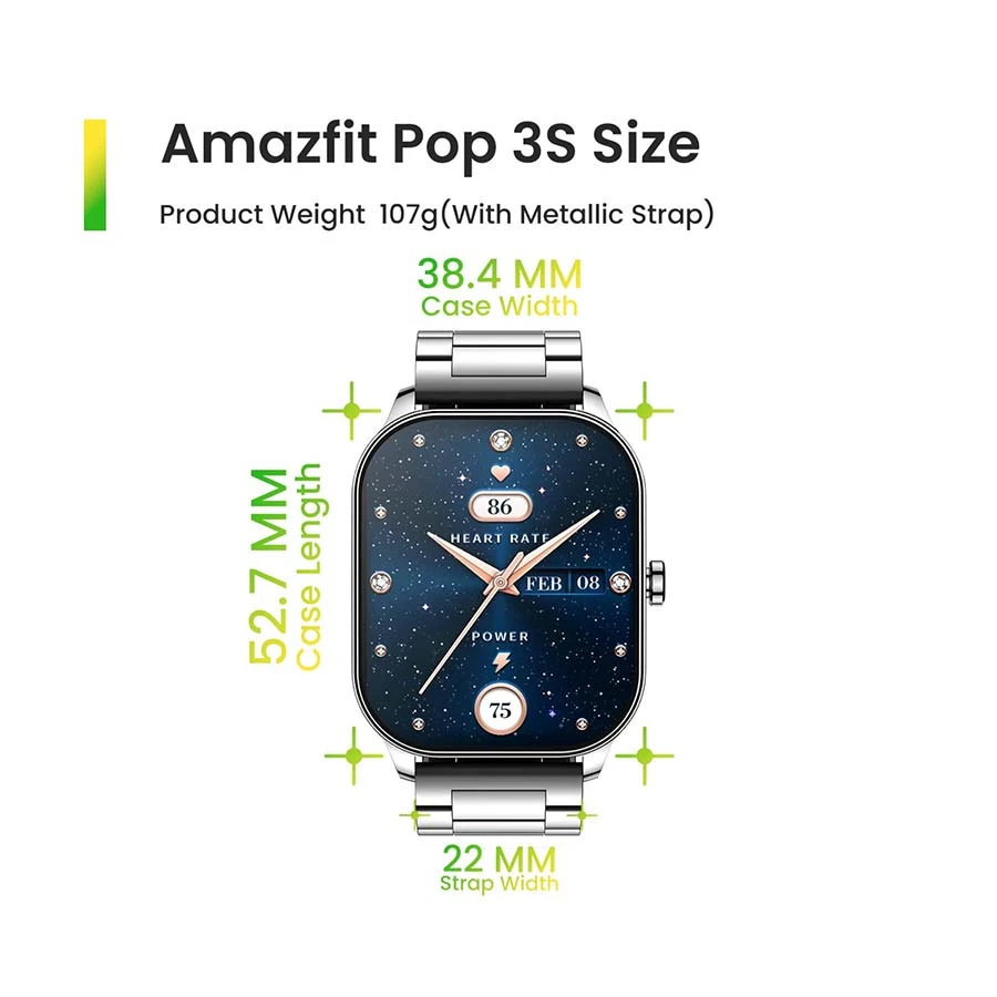 Amazfit Pop 3S Smartwatch specifications