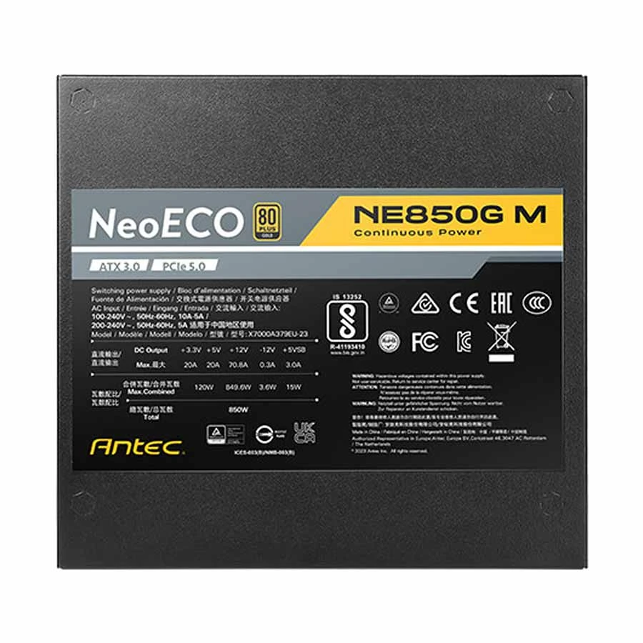Antec NEO ECO Gold NE850G M ATX 3.0 Power Supply specifications