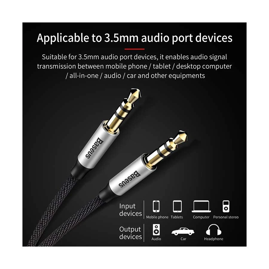 Baseus CAM30-CS1 3.5mm Male to Audio Cable in BD