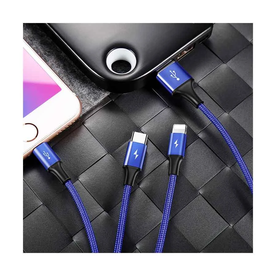 Baseus CAMLL-SU13 Rapid Series 3-in-1 USB Male to Micro USB & Dual Lightning Cable / Converter / HUB Price in BD