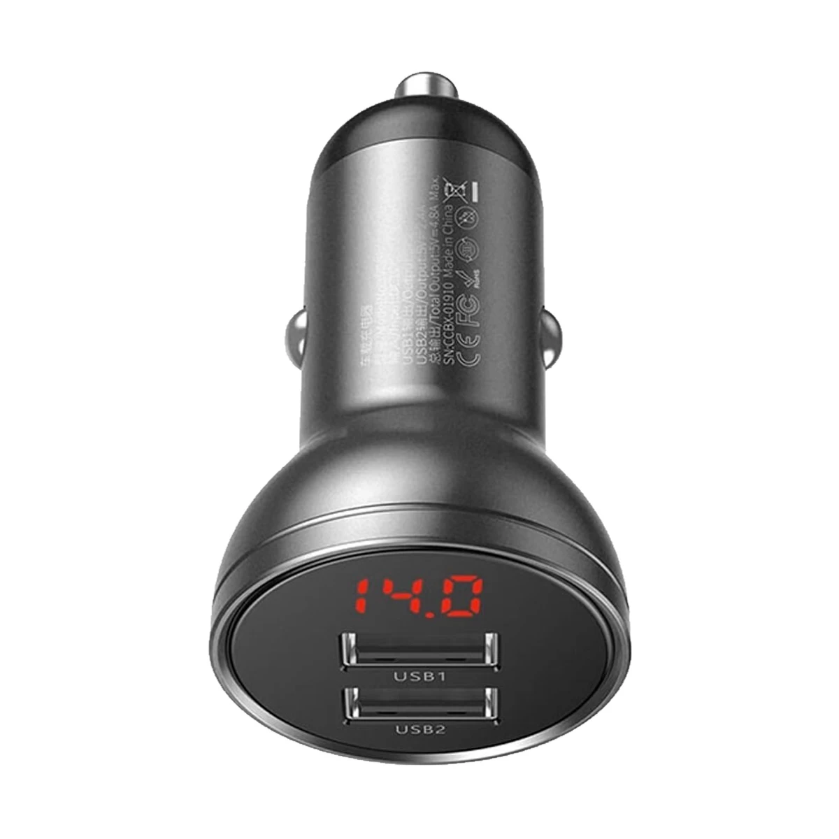 Baseus CCBX-0G Digital Display Dual USB Car Charger