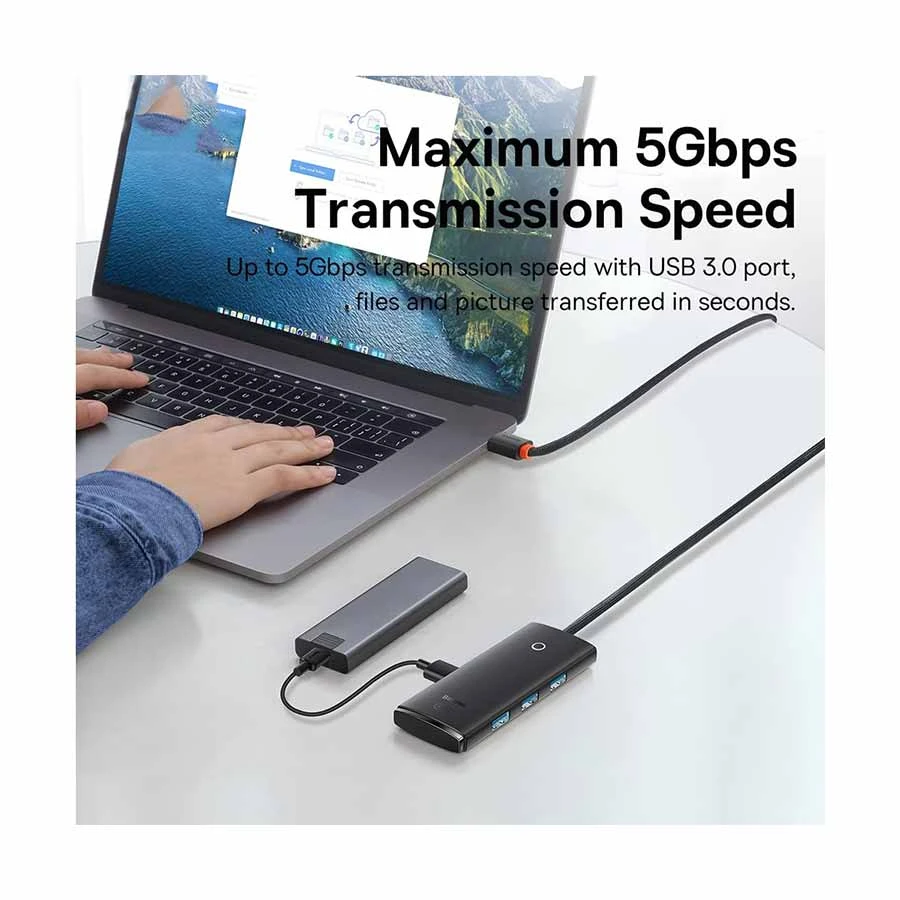 Baseus Lite Series WKQX030001 USB Male to Quad USB 3.0 & Type-C Female Cable / Converter / HUB