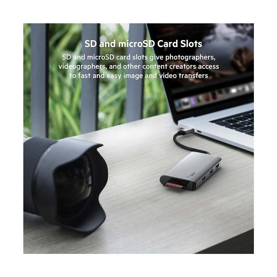 Belkin AVC007btSGY Type-C Male to HDMI, Dual USB 3.1, SD & MicroSD Female Cable / Converter / HUB specifications