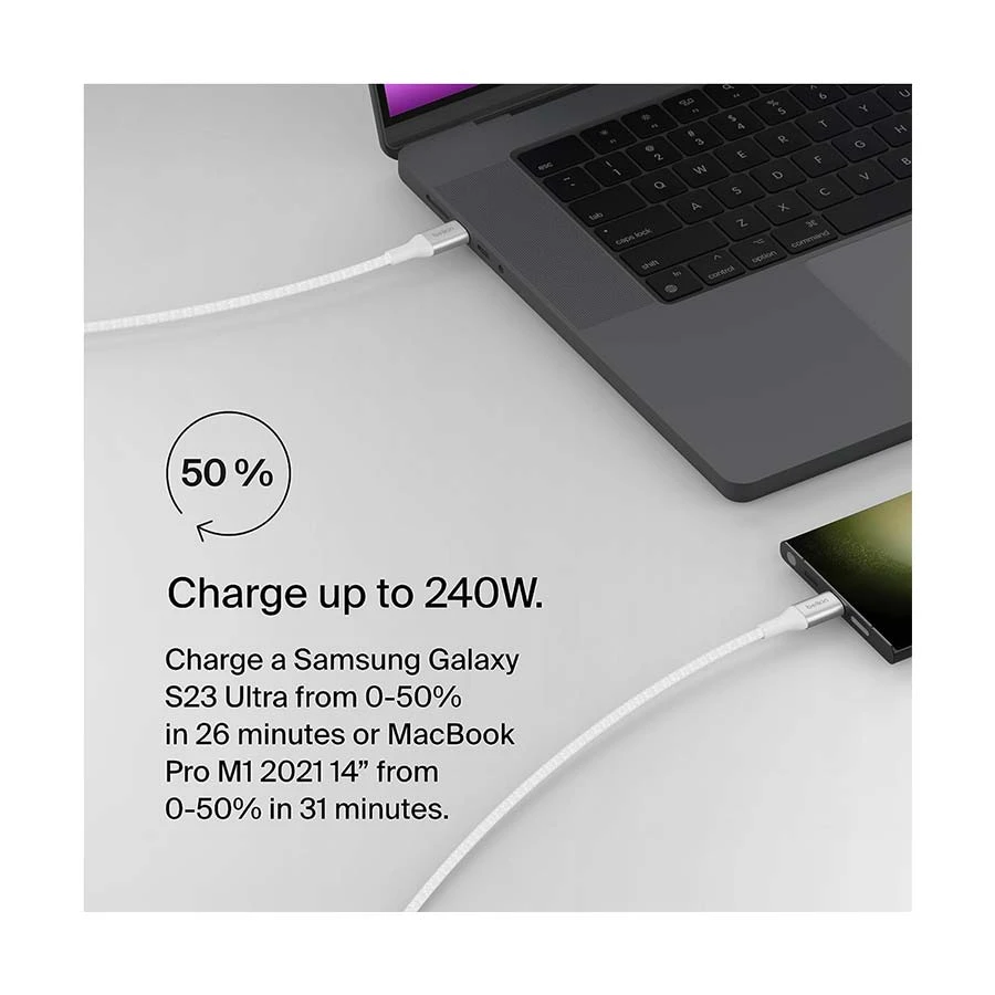 Belkin CAB015bt1MWH BoostCharge USB Type-C Male to Male 240W Cable / Converter / HUB