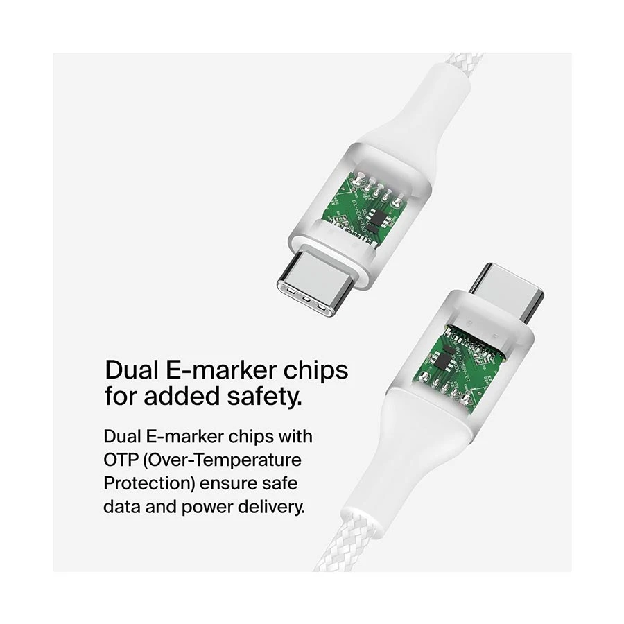 Belkin CAB015bt1MWH BoostCharge USB Type-C Male to Male 240W Cable / Converter / HUB Price in BD