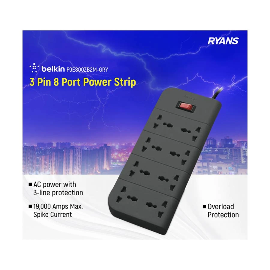 Belkin F9E800ZB2M-GRY Power Strip in BD