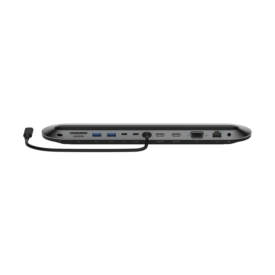 Belkin INC014btSGY Type-C Male to Dual USB-A 3.2, USB-C HDMI, VGA, LAN, SD, MicroSD, Kensington lock & 3.5mm Female Cable / Converter / HUB