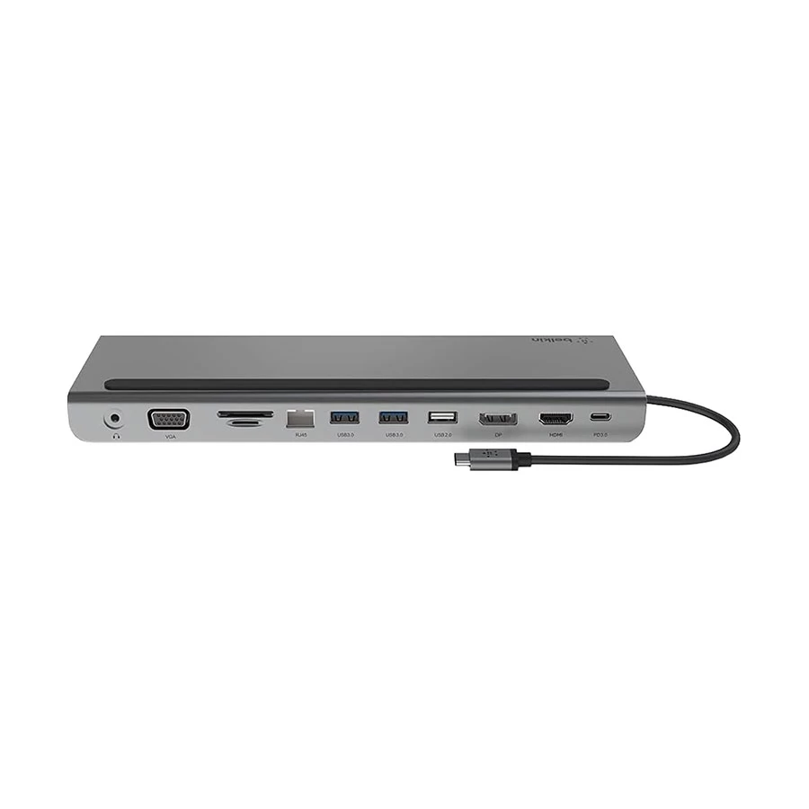 Belkin INC004btSGY Type-C Male to Type-C(PD), HDMI, DP, USB 2.0, Dual 3.0, LAN, SD, MicroSD, VGA & 3.5mm Female Type-C Converter Price in Bangladesh