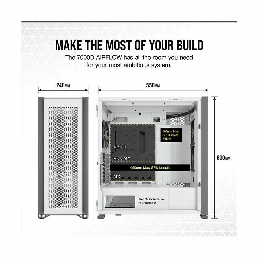CORSAIR Corsair 7000D AIRFLOW Full-Tower White All Brands specifications