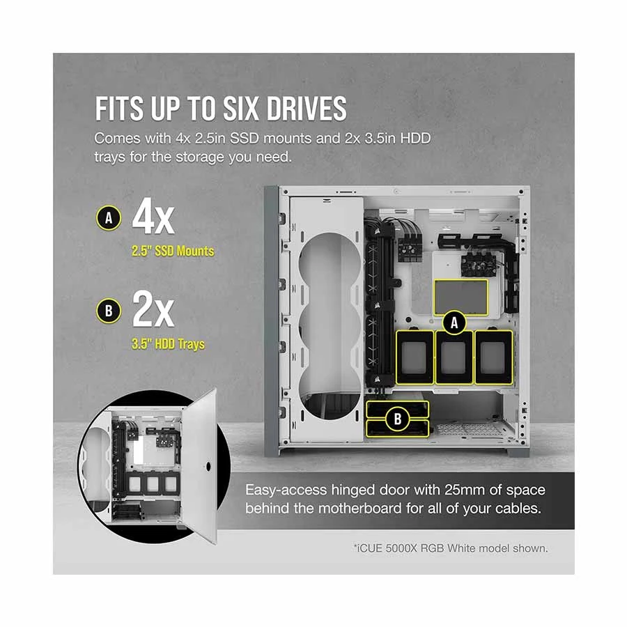 CORSAIR Corsair iCUE 5000X RGB Mid-Tower White All Brands specifications