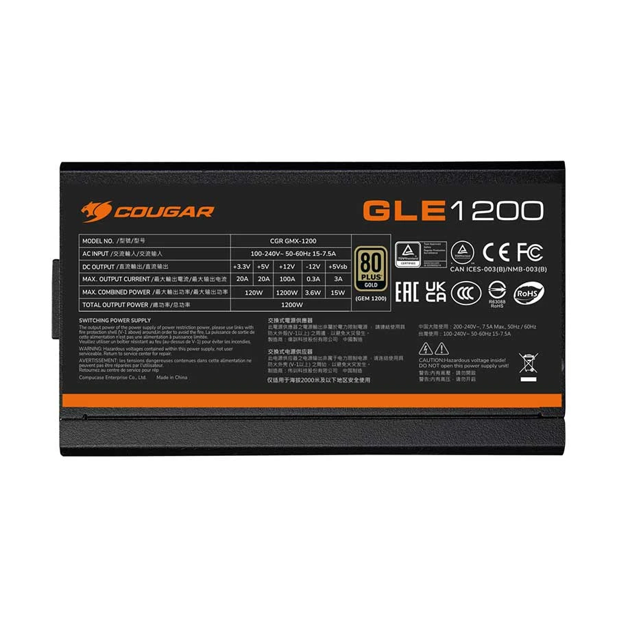 Cougar GLE 1200 Power Supply specifications