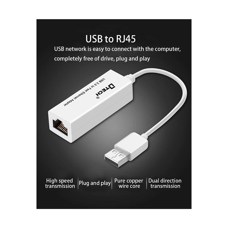 Dtech USB Male to LAN Female Cable / Converter / HUB in BD