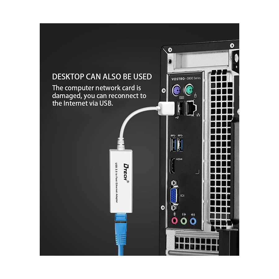Dtech USB Male to LAN Female Cable / Converter / HUB Price in BD