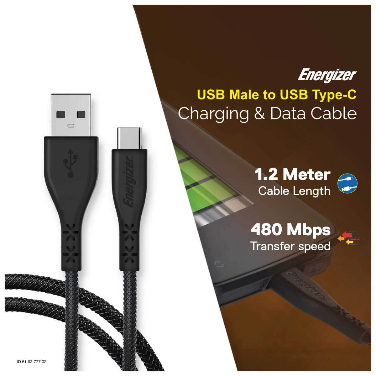 Energizer USB Male to USB Type-C USB Cable Price in BD