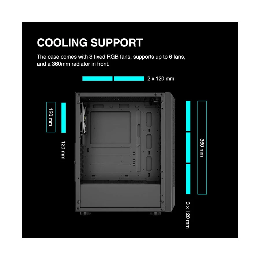 Gamdias AURA GC6 RGB Fine Mesh Casing specifications