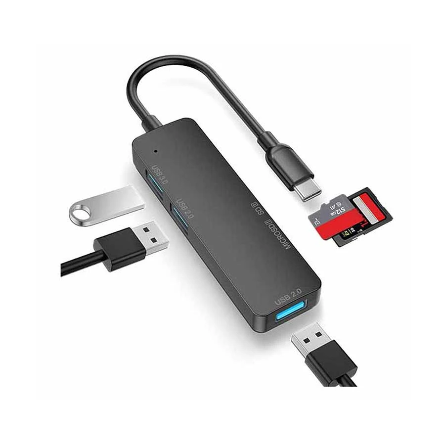 Havit HB43 USB Type-C Male to Tri USB, SD & TF Female Type-C Converter Price in Bangladesh