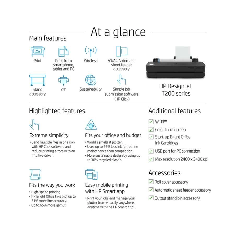 Hp HP DesignJet T250 24-in Large Format Printer specifications