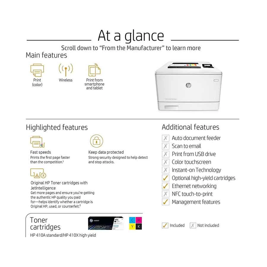 Hp HP Pro M452nw Laser Printer specifications