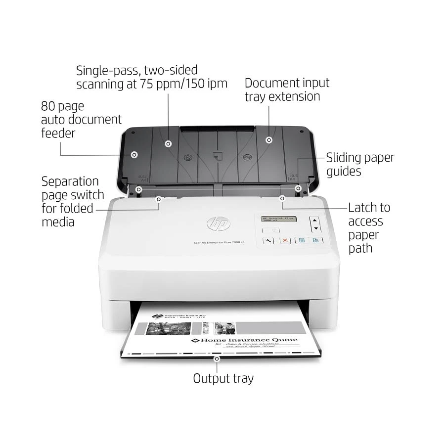 HP ScanJet Enterprise Flow 7000 s3 Sheetfed and Flatbed Scanner specifications