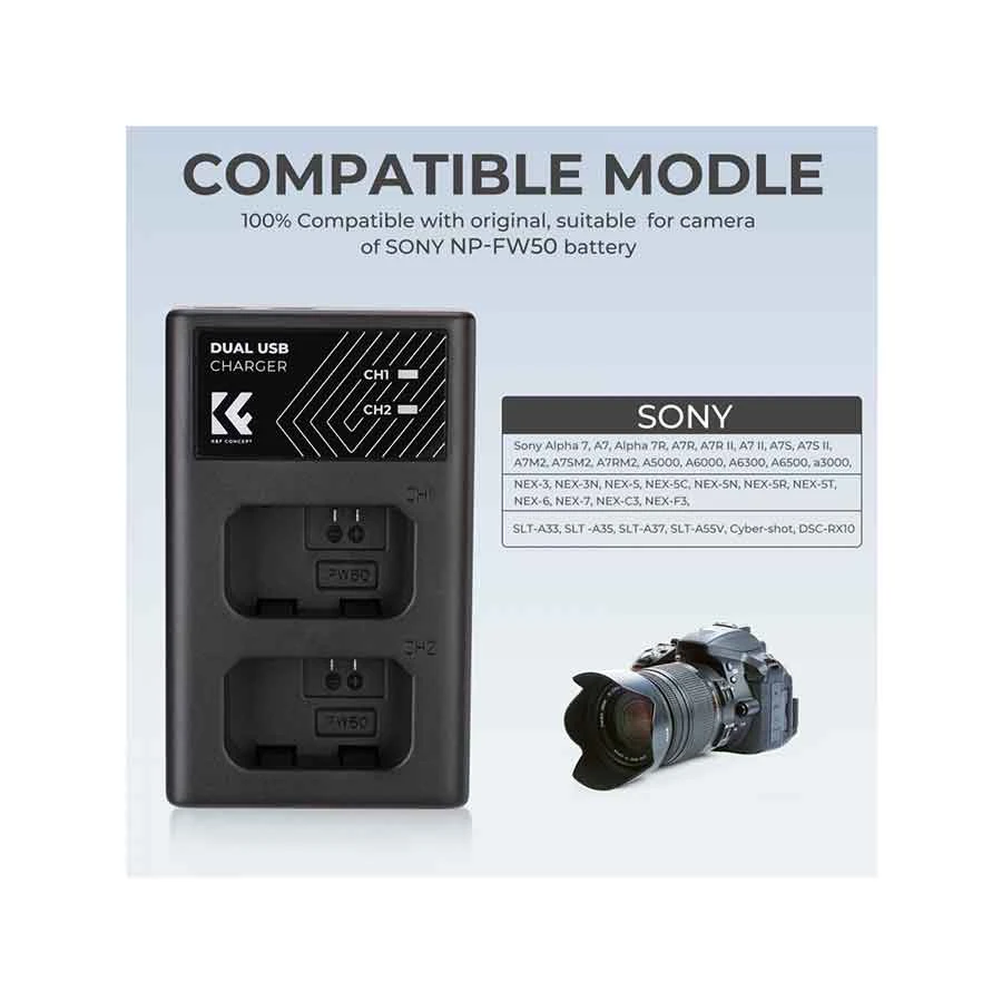 K&F Concept NP-FW50 DSLR Camera Accessories specifications