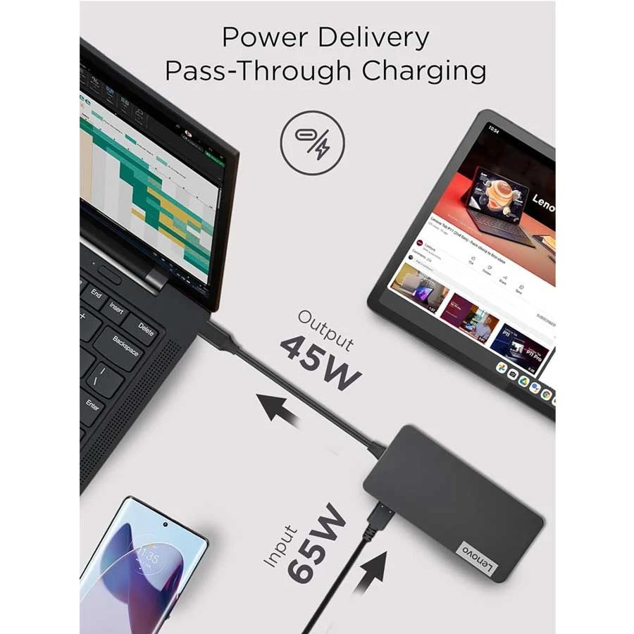 Lenovo Type-C Male to HDMI,Tri USB,Type-C,TF & SD Female Type-C Converter Price in BD