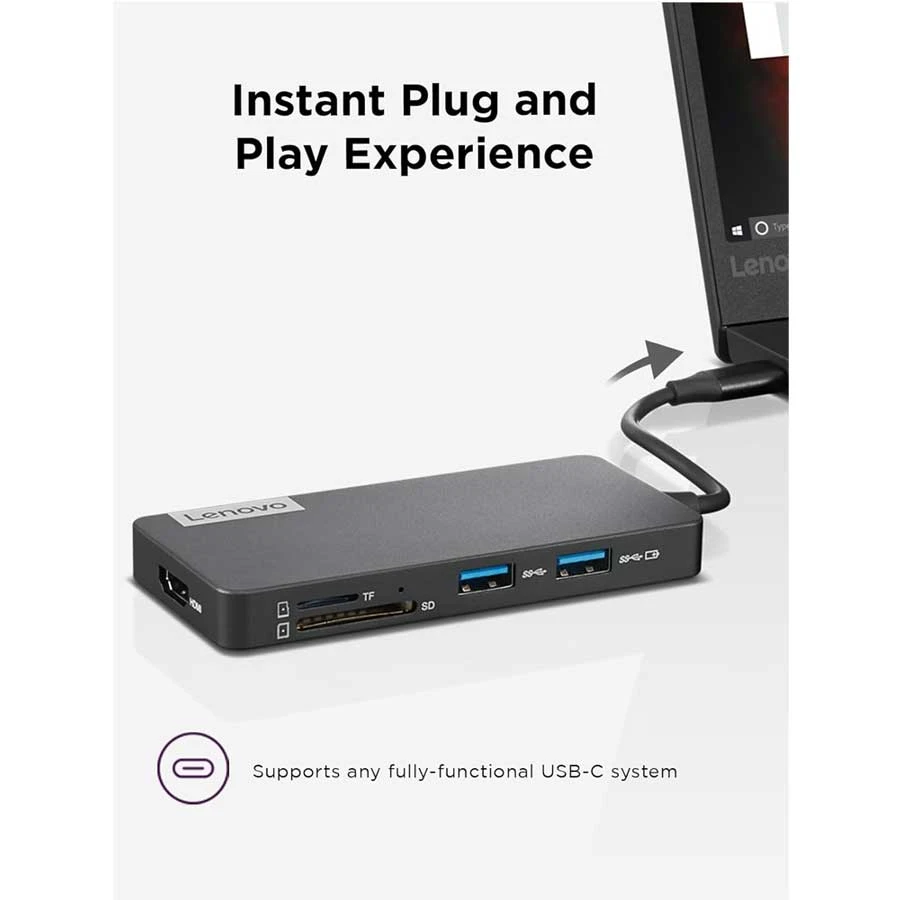 Lenovo Type-C Male to HDMI,Tri USB,Type-C,TF & SD Female Type-C Converter specifications