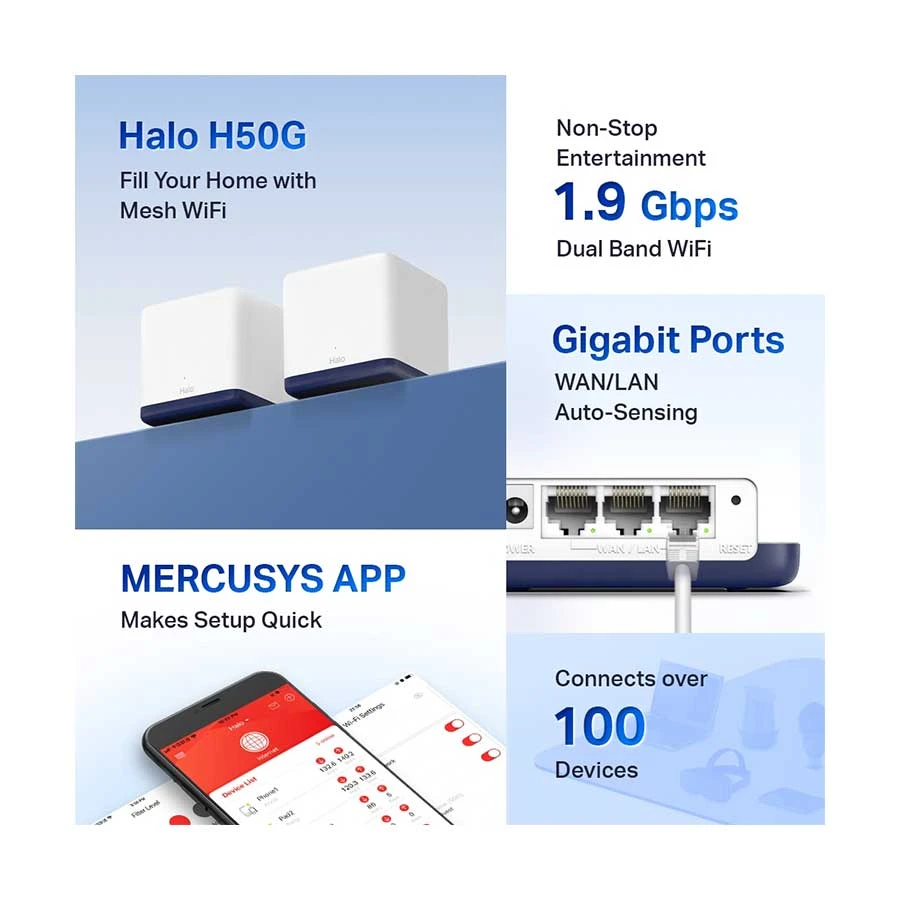 Mercusys HALO H50G (2-Pack) Network Router in BD