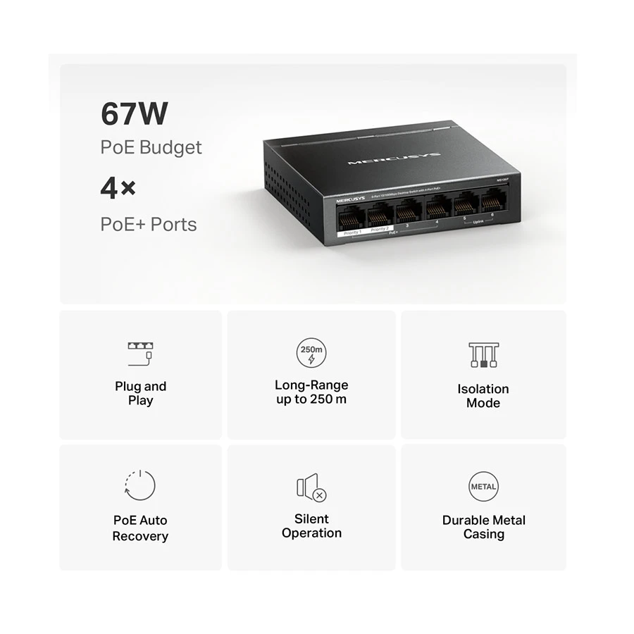MERCUSYS Mercusys MS106P Network Switch specifications