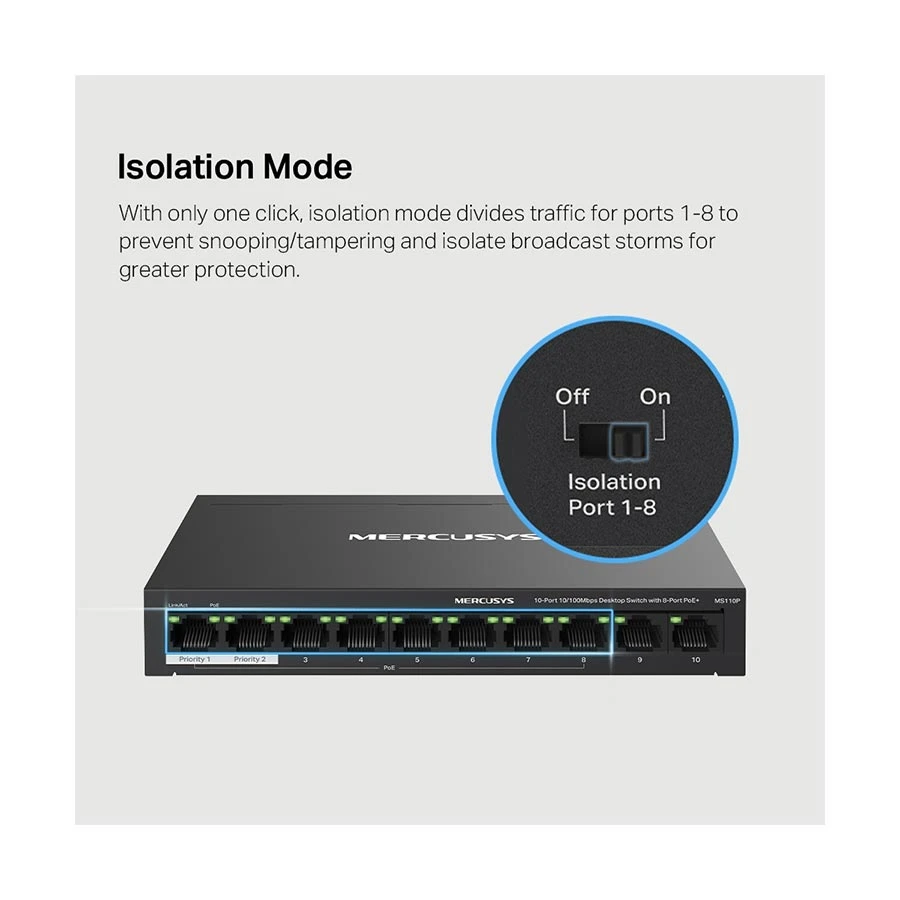 Mercusys MS110P Network Switch specifications