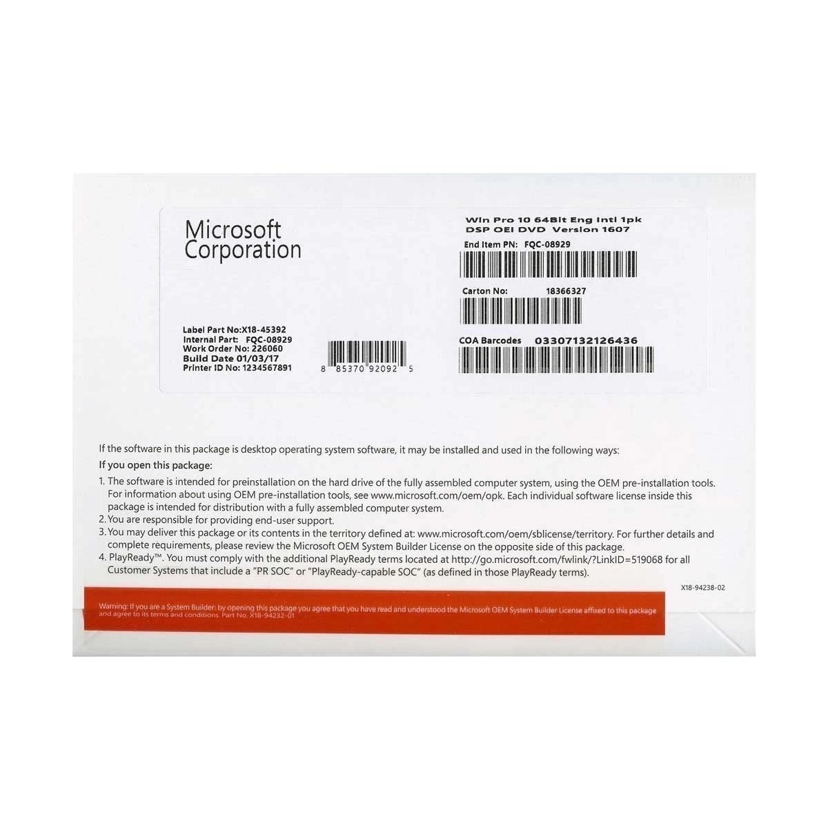 Microsoft  Operating System and DB