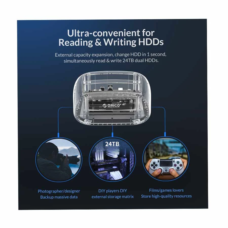 ORICO 6239C3-CR-BP HDD and SSD Case specifications