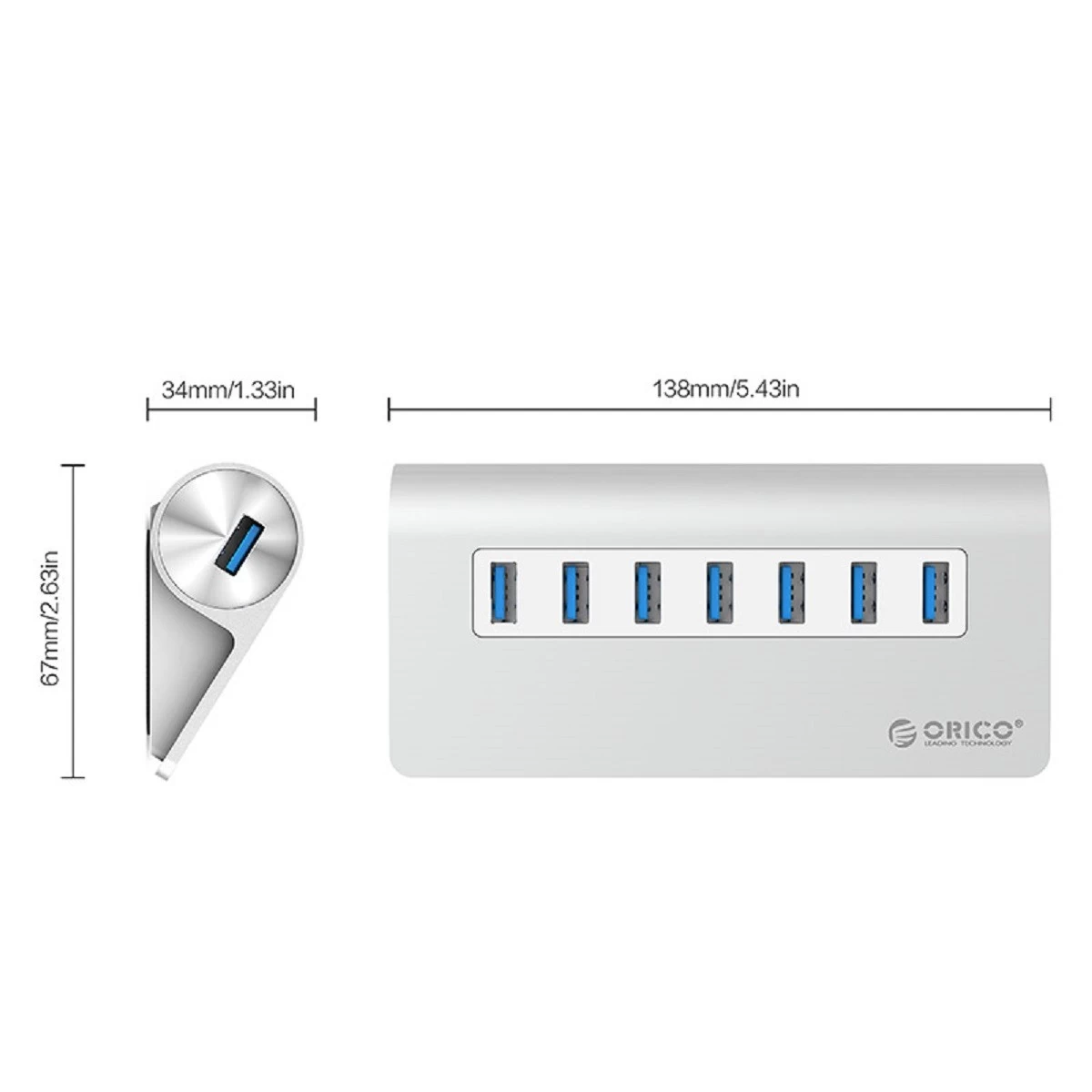 ORICO Aluminum Alloy 7 Port USB3.0 HUB with 30W Power Adapter All Brands Price in Bangladesh