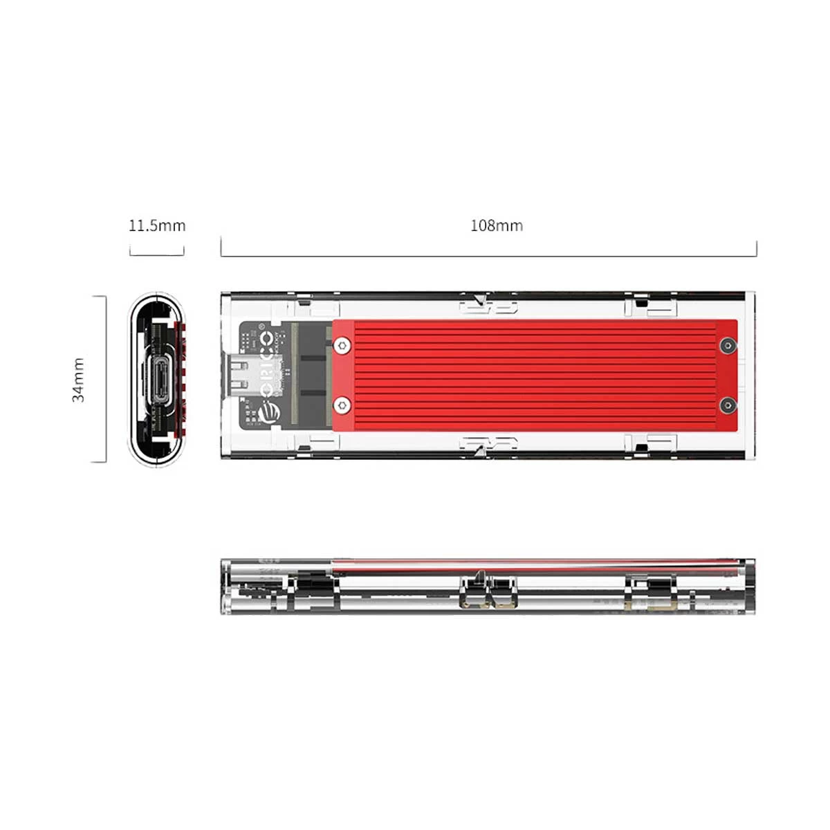 Orico ORICO TCM2-C3 Red NVMe M.2 SSD Enclosure HDD and SSD Case in BD